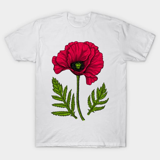 Red poppy T-Shirt by katerinamk